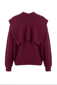 TRENDYOLMİLLA Plum Soft textured Wide Pattern Shawl Knitwear Sweater - Image 3
