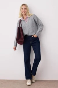 TRENDYOLMİLLA Gray  Shirt Garnili Detailed Wide Pattern  Knitwear Sweater - Image 2