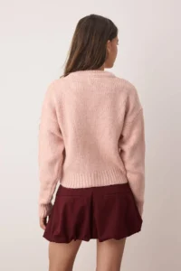 TRENDYOLMİLLA PINK New year Themed Soft textured Crop/Short Knitwear Sweater - Image 6