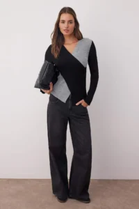TRENDYOLMİLLA Black Fitted Double breasted Thin Knitwear Sweater - Image 2