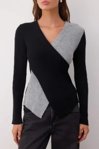 TRENDYOLMİLLA Black Fitted Double breasted Thin Knitwear Sweater - Image 3