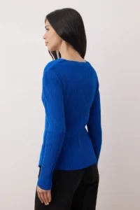 TRENDYOLMİLLA Saks BLUE*001 Fitted Double breasted Thin Knitwear Sweater - Image 4