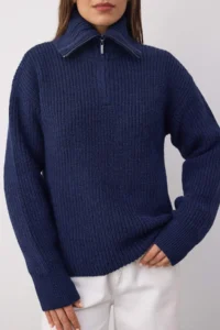 TRENDYOLMİLLA Wardrobe Essentials NAVY BLUE Soft textured Knitwear Sweater | - Image 3