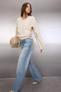 TRENDYOLMİLLA Stone Soft textured Wide Pattern Shirt Garnished Knitwear Sweater - Image 2