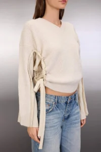 TRENDYOLMİLLA Stone Soft textured Wide Pattern Shirt Garnished Knitwear Sweater - Image 3