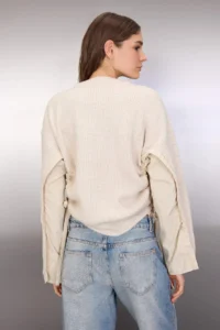 TRENDYOLMİLLA Stone Soft textured Wide Pattern Shirt Garnished Knitwear Sweater - Image 4