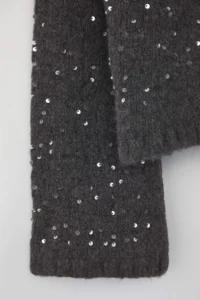TRENDYOLMİLLA Anthracite Soft textured Crop/Short Sequin Sequin embroidered Knitwear Sweater - Image 6