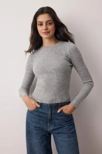 TRENDYOLMİLLA NAVY BLUE-Gray Crew Neck Hair Knitting 2 Sets Paket Knitwear Sweater - Image 2