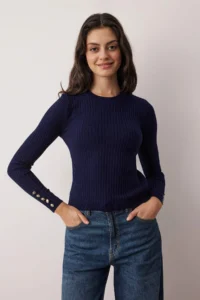 TRENDYOLMİLLA NAVY BLUE-Gray Crew Neck Hair Knitting 2 Sets Paket Knitwear Sweater - Image 4