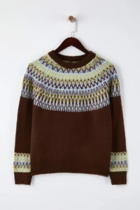TRENDYOLMİLLA Brown Soft textured Ethnic Patterned Knitwear Sweater - Image 5