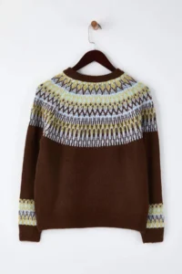 TRENDYOLMİLLA Brown Soft textured Ethnic Patterned Knitwear Sweater - Image 6