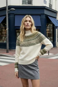 TRENDYOLMİLLA Stone Soft textured Ethnic Patterned Knitwear Sweater