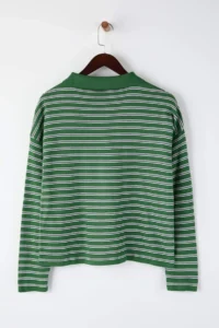 TRENDYOLMİLLA Wardrobe Essentials Green Premium Thread Wide Pattern Striped Knitwear Sweater - Image 7