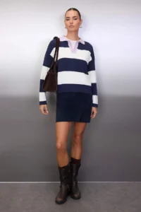 TRENDYOLMİLLA Wardrobe Essentials Lilac Premium Thread Wide Pattern Striped Knitwear Sweater - Image 2