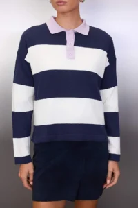 TRENDYOLMİLLA Wardrobe Essentials Lilac Premium Thread Wide Pattern Striped Knitwear Sweater - Image 3