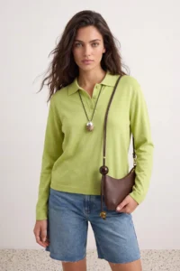TRENDYOLMİLLA Lime Wardrobe Essentials Special Thread Wide Pattern Knitwear Sweater - Image 3
