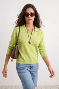 TRENDYOLMİLLA Lime Wardrobe Essentials Special Thread Wide Pattern Knitwear Sweater - Image 4