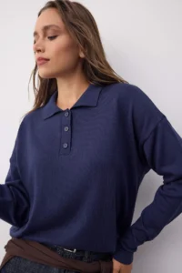 TRENDYOLMİLLA Wardrobe Essentials NAVY BLUE*001 Premium YarnFlat Wide Pattern Knitwear Sweater |