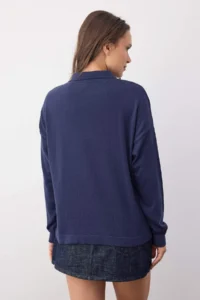 TRENDYOLMİLLA Wardrobe Essentials NAVY BLUE*001 Premium YarnFlat Wide Pattern Knitwear Sweater | - Image 4