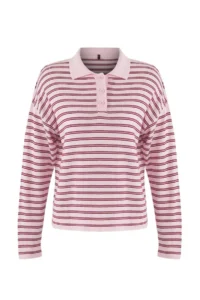 TRENDYOLMİLLA Wardrobe Essentials PINK Premium Thread Wide Pattern Striped Knitwear Sweater - Image 5