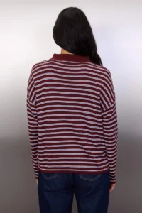 TRENDYOLMİLLA Wardrobe Essentials Plum Premium Thread Wide Pattern Striped Knitwear Sweater - Image 4