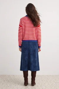 TRENDYOLMİLLA Wardrobe Essentials Red Special Thread Wide Pattern Striped Knitwear Sweater - Image 3
