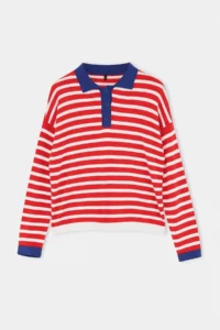 TRENDYOLMİLLA Wardrobe Essentials Red Special Thread Wide Pattern Striped Knitwear Sweater - Image 4
