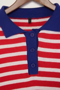 TRENDYOLMİLLA Wardrobe Essentials Red Special Thread Wide Pattern Striped Knitwear Sweater - Image 5