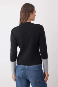 TRENDYOLMİLLA Black Kollar Color Bloklu Knitwear Sweater - Image 4