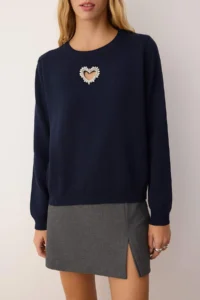 TRENDYOLMİLLA NAVY BLUE Heart Cut Out/Pencere Detailed Knitwear Sweater - Image 3