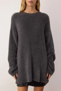 TRENDYOLMİLLA Anthracite Wide Pattern Soft textured Knitwear Sweater - Image 3