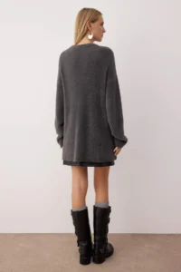 TRENDYOLMİLLA Anthracite Wide Pattern Soft textured Knitwear Sweater - Image 4