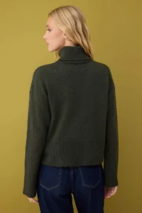 TRENDYOLMİLLA Khaki Woolly Basic Soft textured Wide Pattern Knitwear Sweater - Image 4