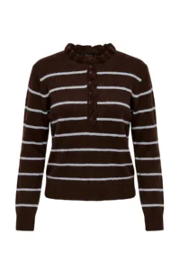 TRENDYOLMİLLA Baby BLUE-Brown Soft textured Striped Knitwear Sweater - Image 5