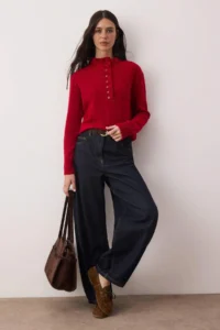 TRENDYOLMİLLA Red Collar Detailed Soft textured Knitwear Sweater - Image 2