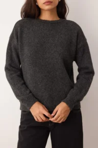 TRENDYOLMİLLA Anthracite Woolly Soft textured Wide Pattern Knitwear Sweater - Image 3