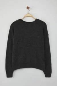 TRENDYOLMİLLA Anthracite Woolly Soft textured Wide Pattern Knitwear Sweater - Image 5