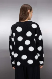 TRENDYOLMİLLA Teen Black Wide Pattern Soft textured Polka Dot Knitwear Sweater - Image 4