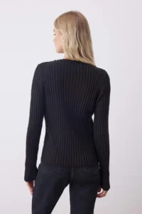 TRENDYOLMİLLA Black Transparan Detailed Knitwear Sweater - Image 4
