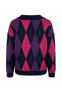 TRENDYOLMİLLA NAVY BLUE Soft textured Baklava/Plaid Patterned Polo Shirt Collar Knitwear Sweater - Image 3