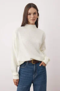 TRENDYOLMİLLA Black-Ecru Basic 2 Sets Paket Knitwear Sweater - Image 2