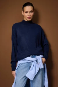 TRENDYOLMİLLA NAVY BLUE-Stone NAVY BLUE-Ecru Basic 2 Sets Paket Knitwear Sweater  Knitwear Sweater - Image 2