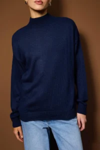 TRENDYOLMİLLA NAVY BLUE-Stone NAVY BLUE-Ecru Basic 2 Sets Paket Knitwear Sweater  Knitwear Sweater - Image 3