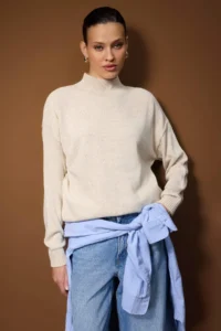 TRENDYOLMİLLA NAVY BLUE-Stone NAVY BLUE-Ecru Basic 2 Sets Paket Knitwear Sweater  Knitwear Sweater - Image 5