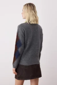 TRENDYOLMİLLA Dark Gray Baklava Patterned Soft textured Knitwear Sweater - Image 4