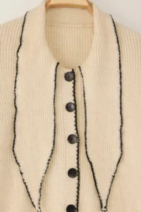 TRENDYOLMİLLA Stone Soft textured Shawl Collar Detailed Color Blocked Knitwear Sweater - Image 6