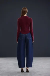 TRENDYOLMİLLA Trendyol Studio Burgundy Soft textured Polo Shirt Collar Bodysuit hugging Woolly Knitwear Sweater - Image 4