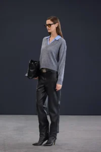 TRENDYOLMİLLA Trendyol Studio Gray Shirt Collar Detailed Woolly Soft textured Knitwear Sweater - Image 2