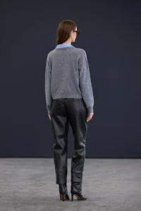 TRENDYOLMİLLA Trendyol Studio Gray Shirt Collar Detailed Woolly Soft textured Knitwear Sweater - Image 3