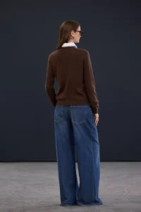 TRENDYOLMİLLA Trendyol Studio Brown Woolly Crew Neck Soft textured Knitwear Sweater - Image 4